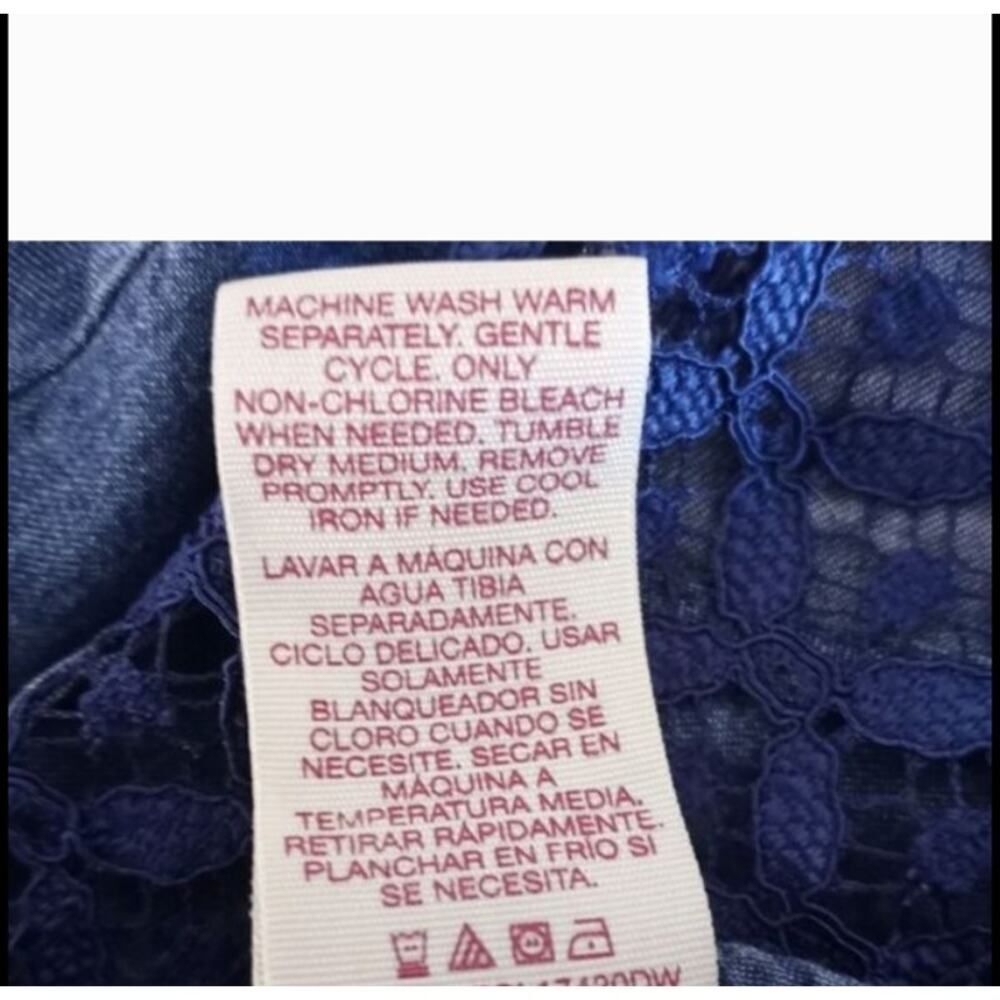 FADDED GLORY DENIM BLUE LACE UP PEASANT  TOP SZ.S EUC. - Picture 7 of 7